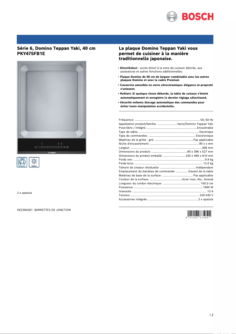 Imagen de la primera página del manual del dispositivo PKY475FB1E