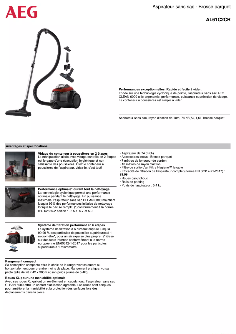 Page 1 de la notice Manuel utilisateur AEG AL61C2CR