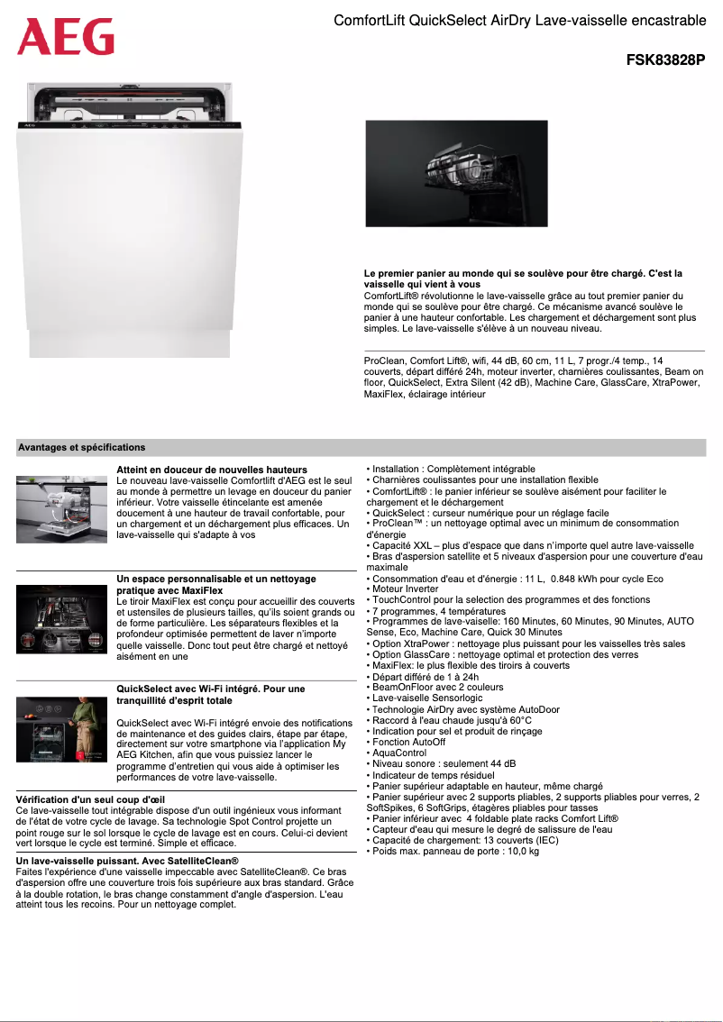 Page n°1 - Fiche technique AEG FSK83828P