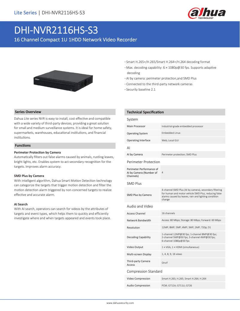 Image de la première page du manuel de l'appareil NVR2116HS-S3