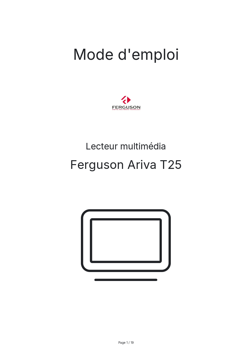 Image de la première page du manuel de l'appareil Ariva T25