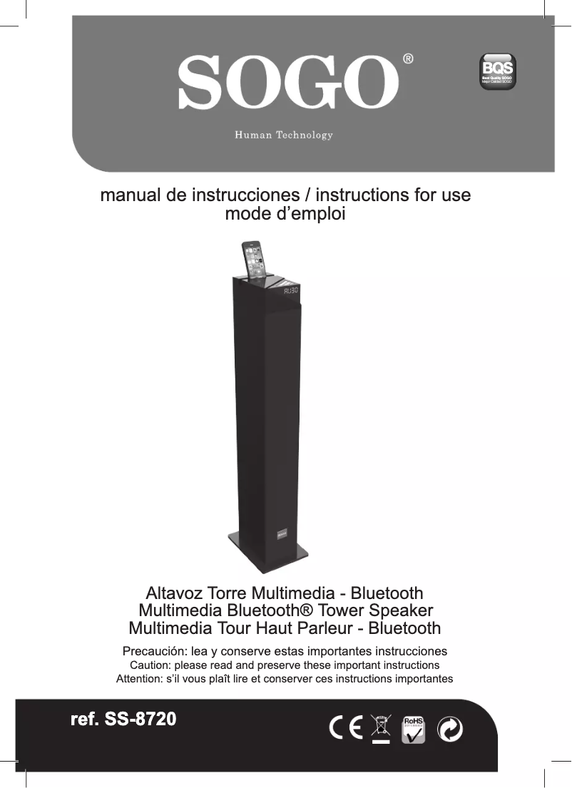 Page 1 de la notice Manuel utilisateur Sogo SS-8720