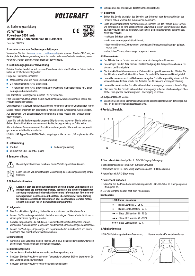 Page 1 de la notice Manuel utilisateur Voltcraft VC-WT-W010