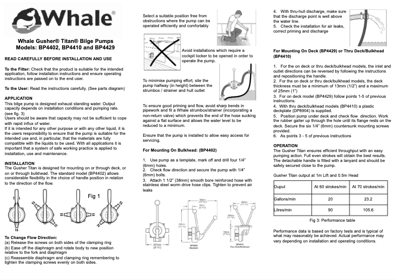 Page 1 de la notice Manuel utilisateur Whale Gusher Titan