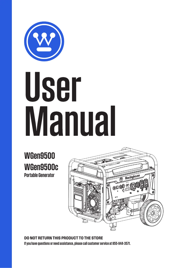 Page n°1 - Manuel utilisateur Westinghouse WGen9500