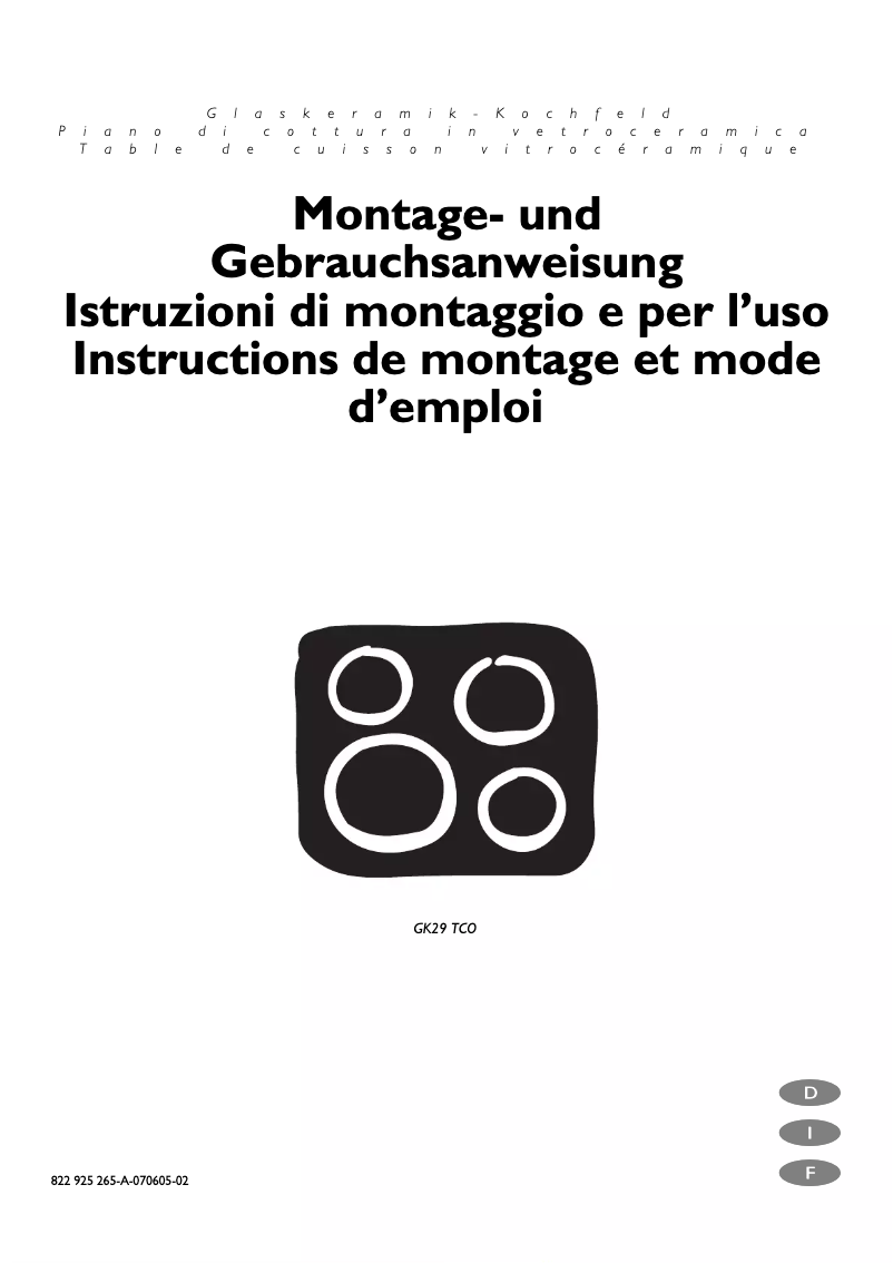 Image de la première page du manuel de l'appareil GK29TCO