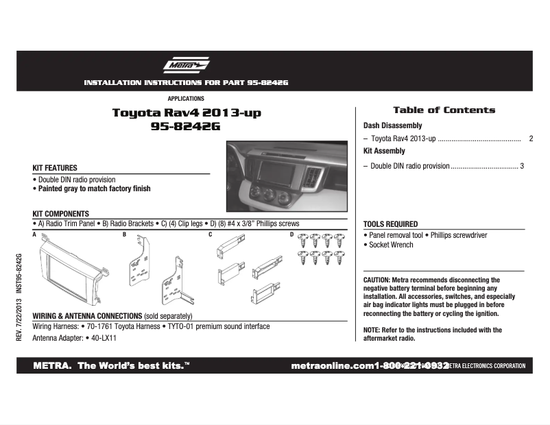 Page n°1 - Mode d'emploi Metra 95-8242G