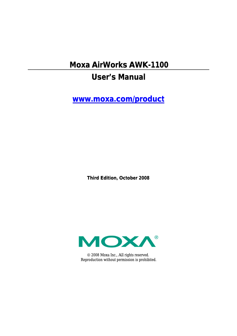 Page 1 de la notice Manuel utilisateur Moxa AWK-1100