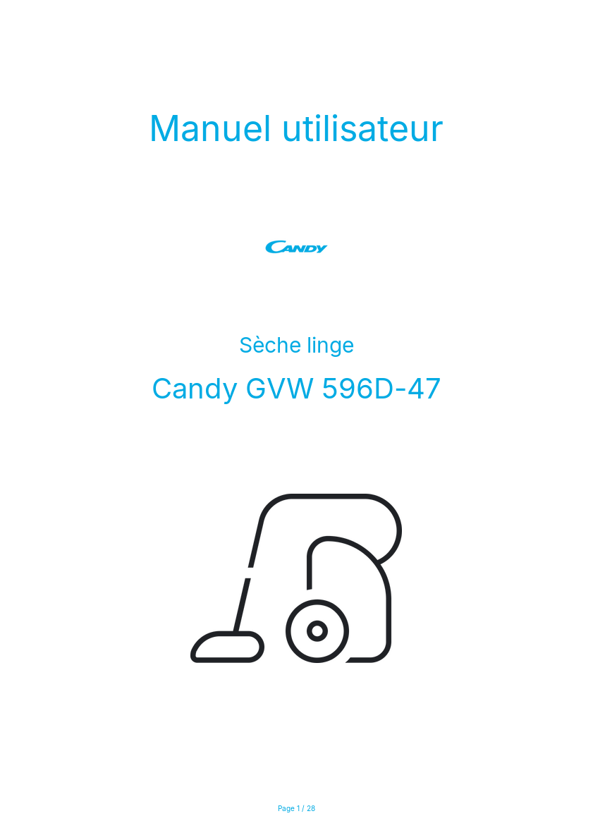 Page n°1 - Manuel utilisateur Candy GVW 596D-47