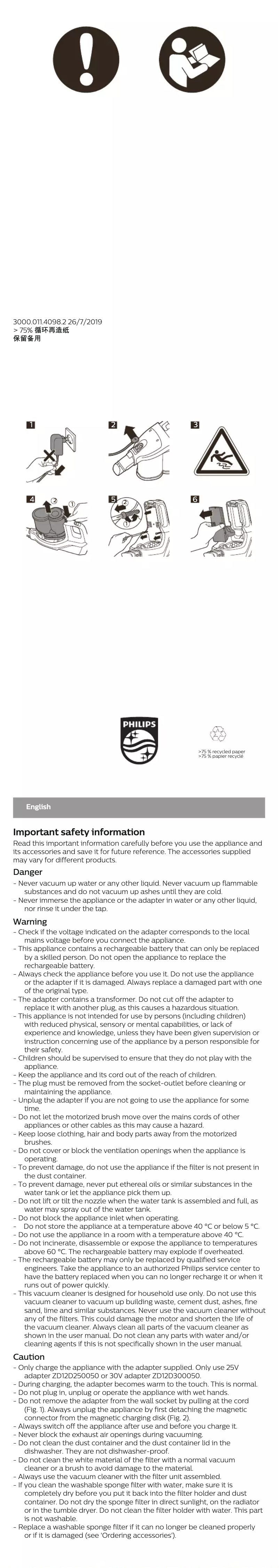 Página 1 del manual Folleto Philips FC6908