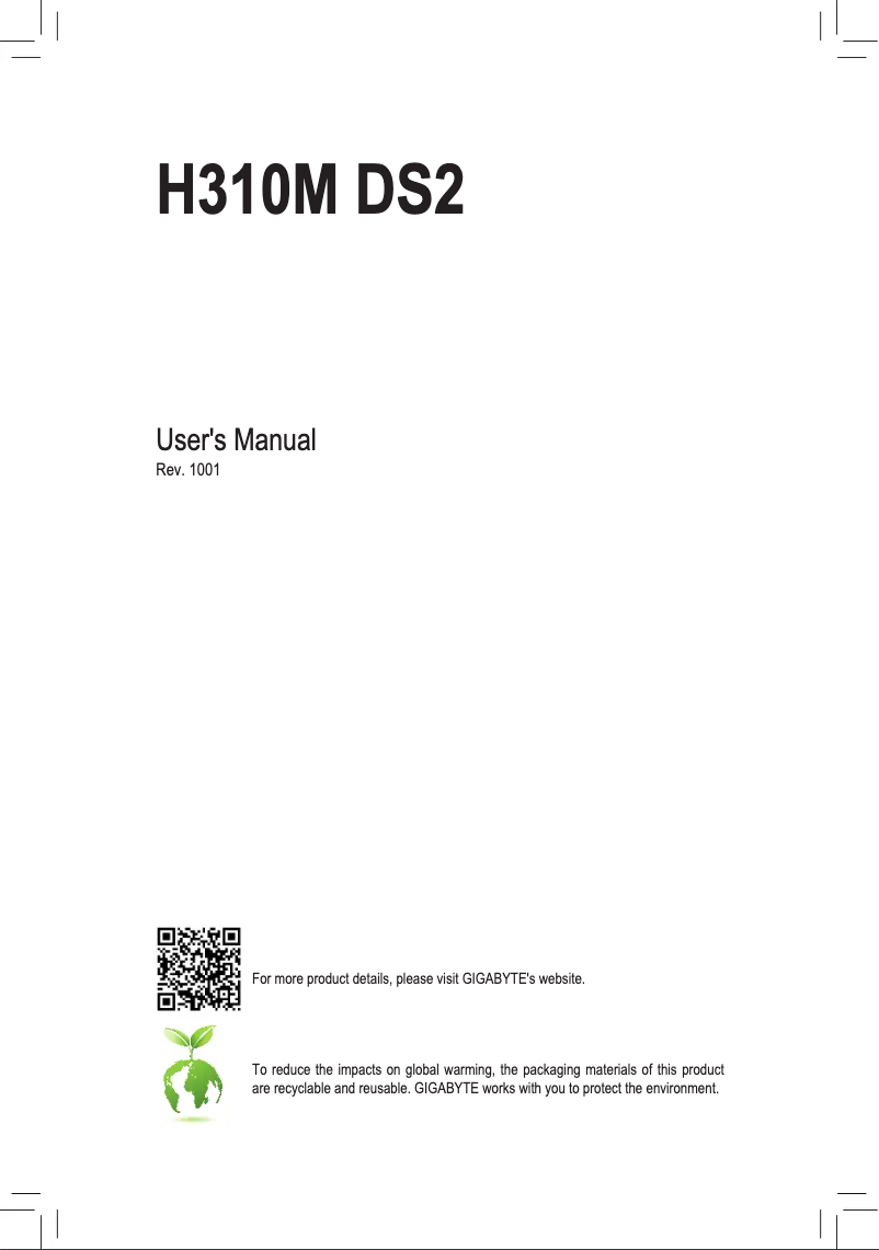 Page n°1 - Manuel utilisateur Gigabyte H310M DS2
