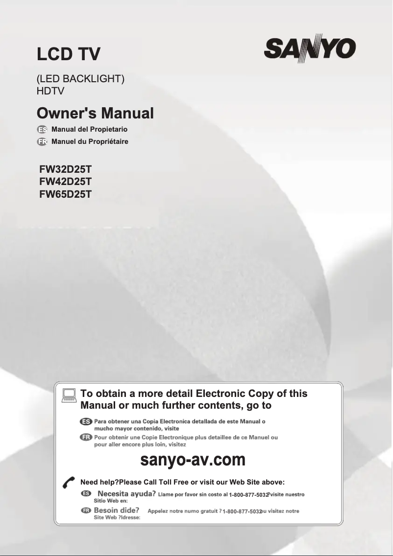 Page 1 de la notice Manuel utilisateur Sanyo FW32D25T