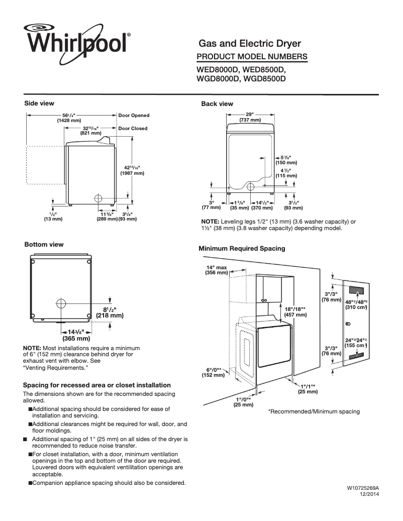 Page n°1 - Fiche technique Whirlpool WGD8000D