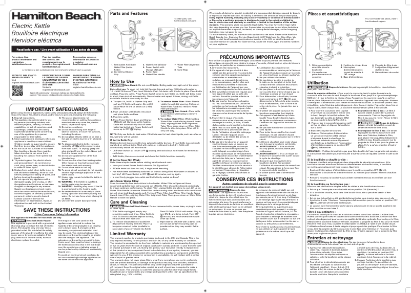 Page n°1 - Manuel utilisateur Hamilton Beach 41038