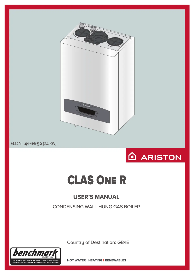 Page 1 de la notice Manuel utilisateur Ariston Thermo Clas One R 24