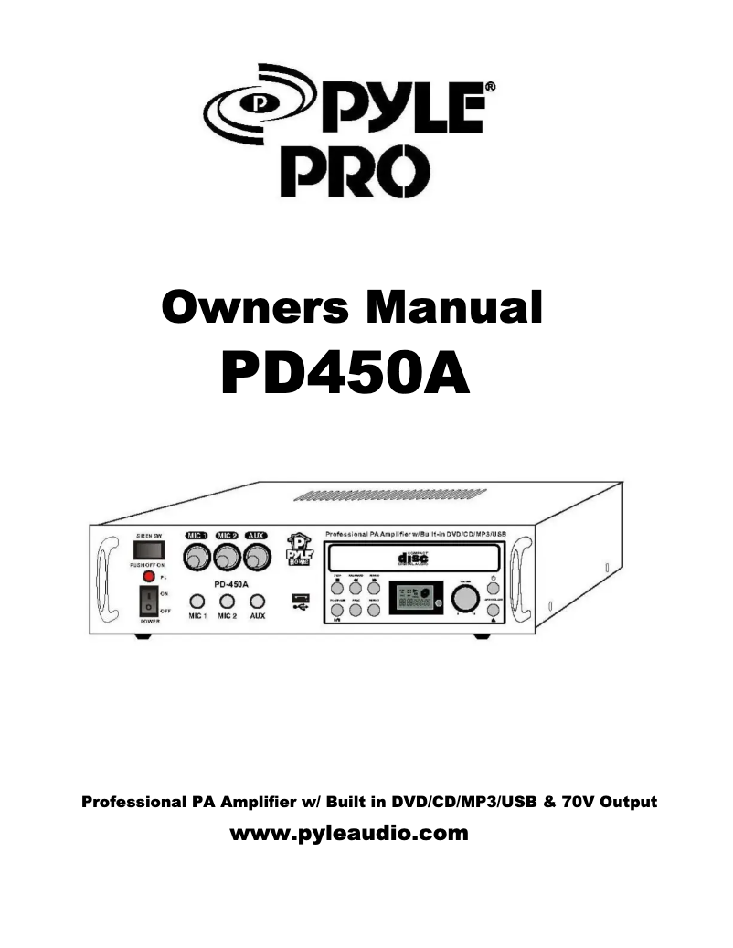 Image de la première page du manuel de l'appareil PD450A
