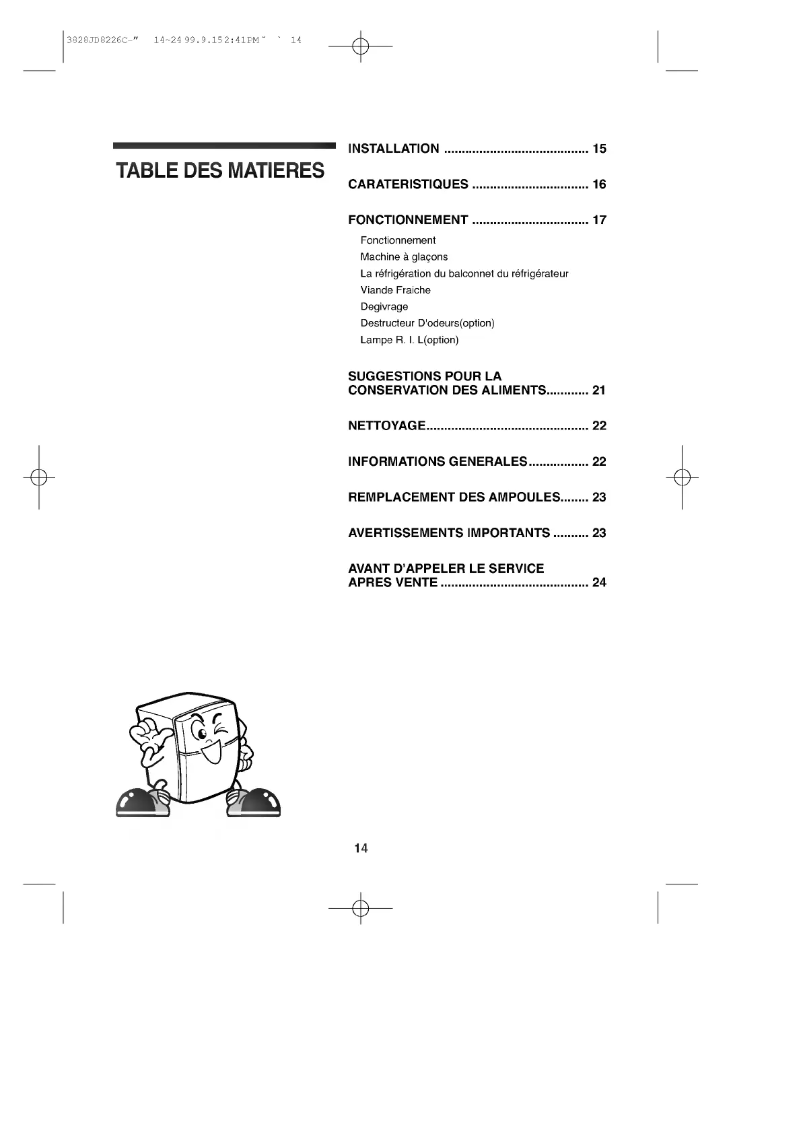 Page 1 de la notice Manuel utilisateur LG GR-T502X
