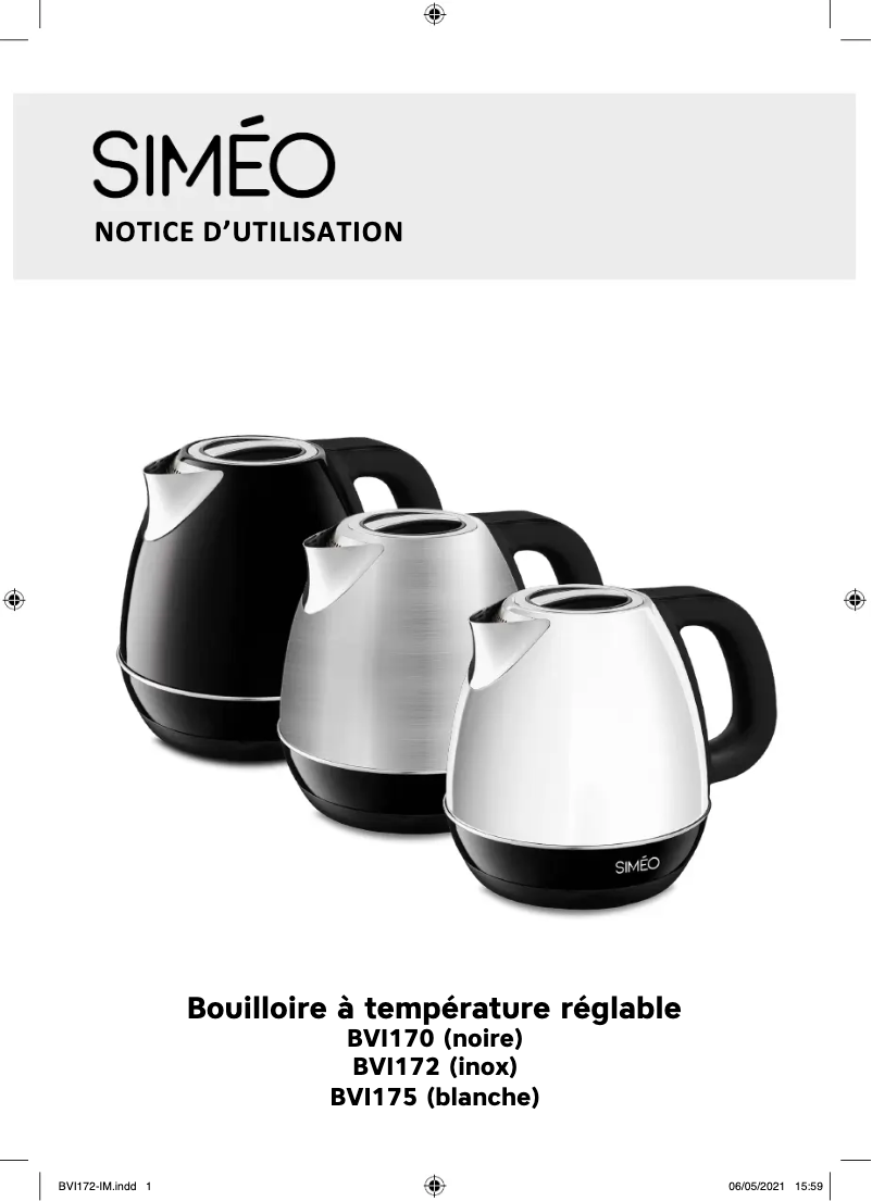 Page 1 de la notice Manuel utilisateur Siméo BVI172