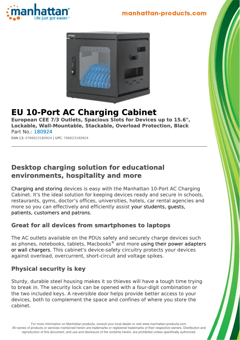 Page 1 de la notice Fiche technique Manhattan 180924
