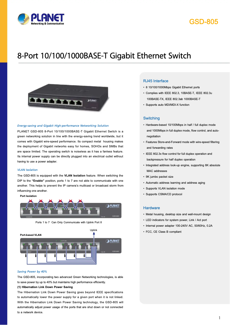 Image de la première page du manuel de l'appareil GSD-805