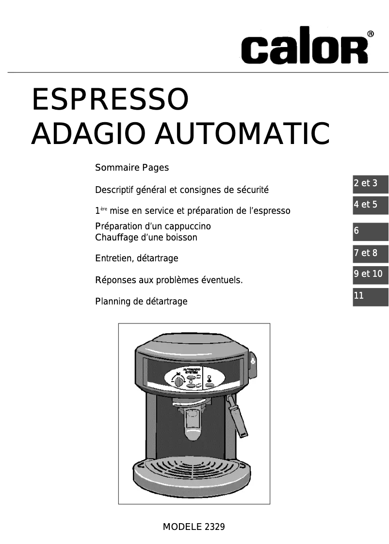 Page n°1 - Manuel utilisateur Calor Adagio Automatic 2329