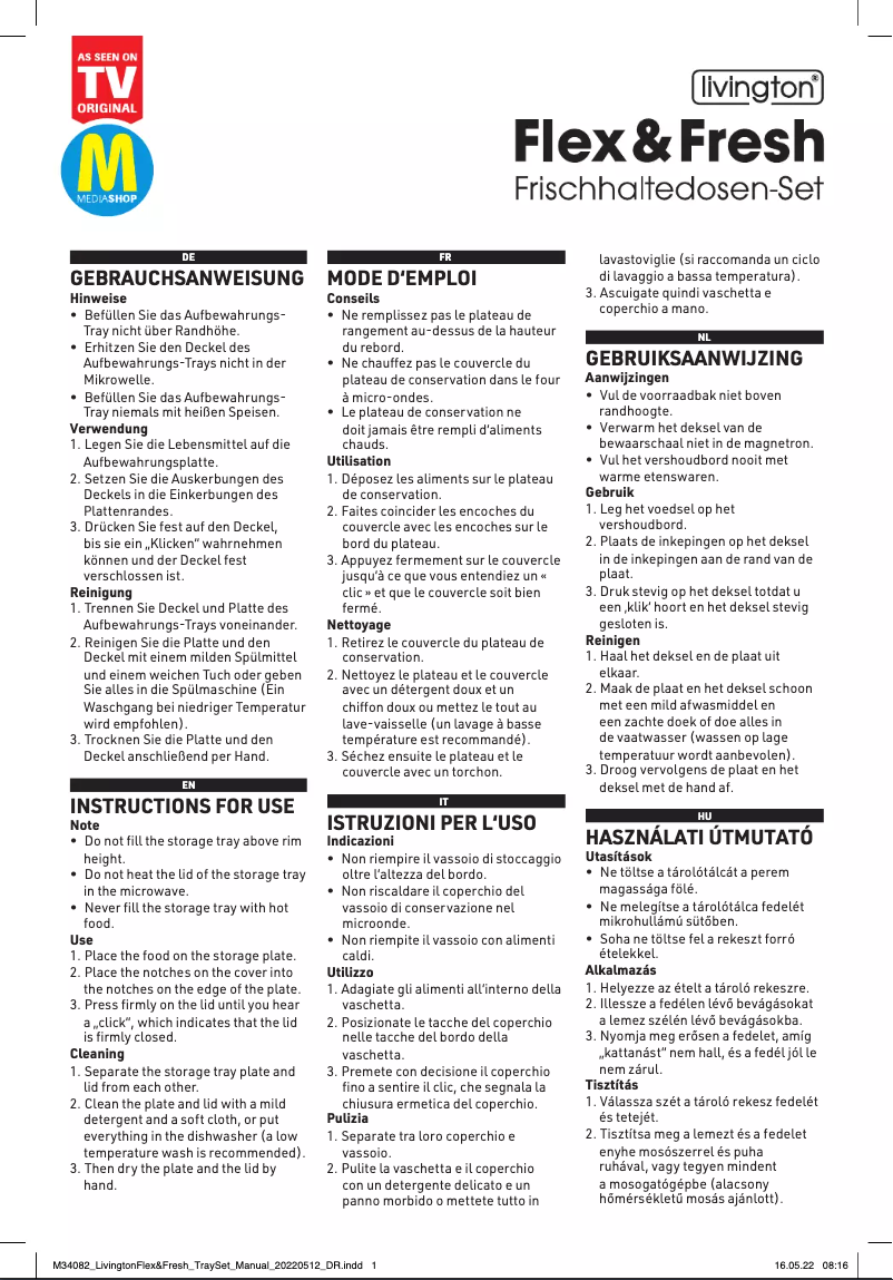 Page n°1 - Manuel utilisateur Livington Flex&Fresh