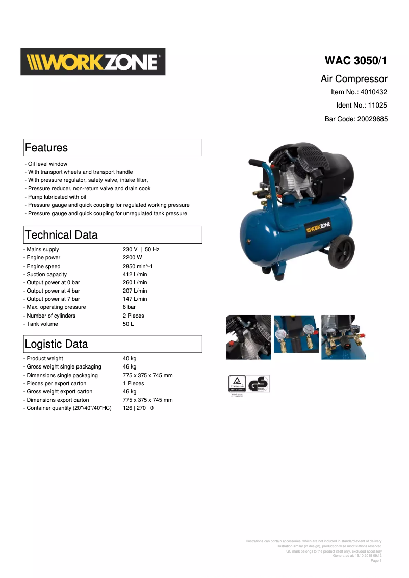 Image de la première page du manuel de l'appareil WAC 3050/1