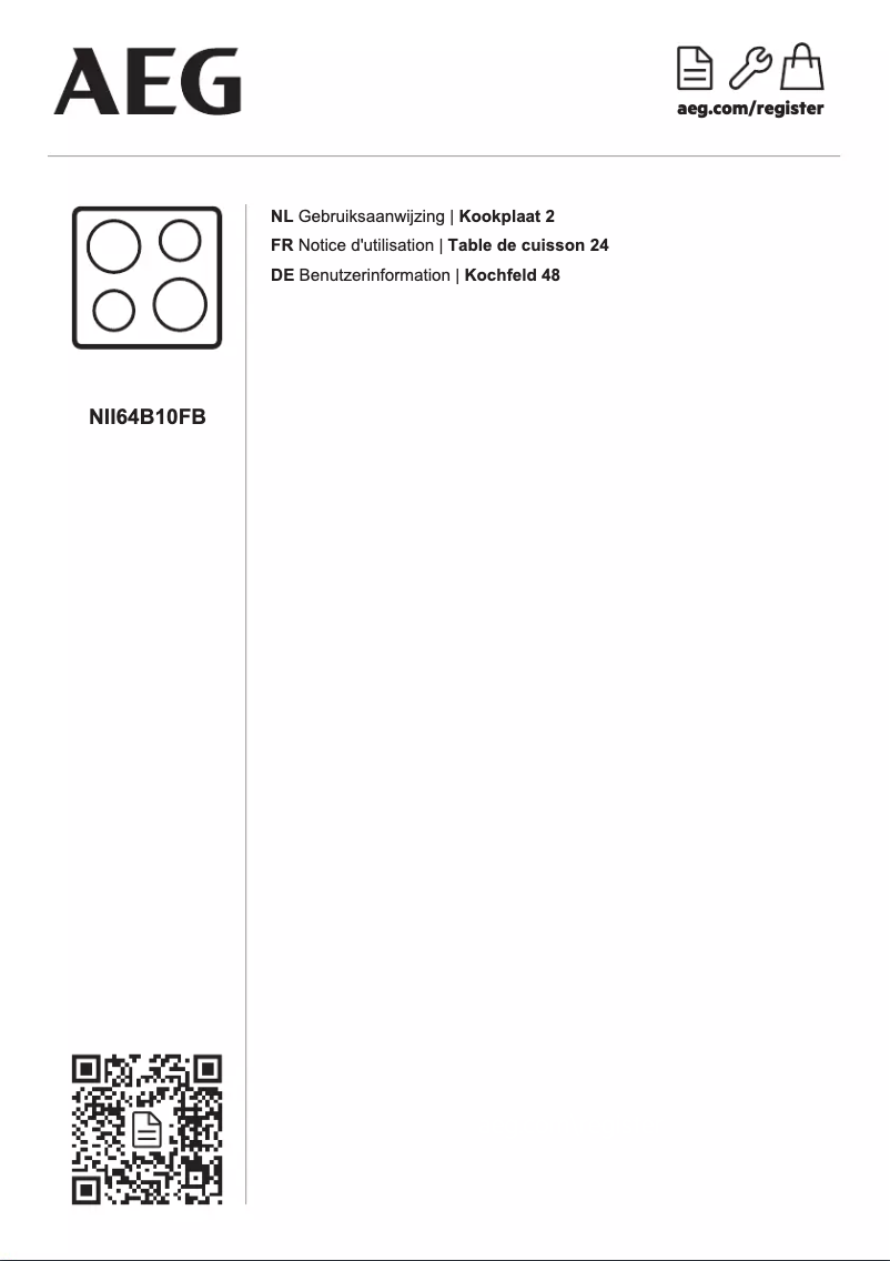 Page 1 de la notice Manuel utilisateur AEG NII64B10FB
