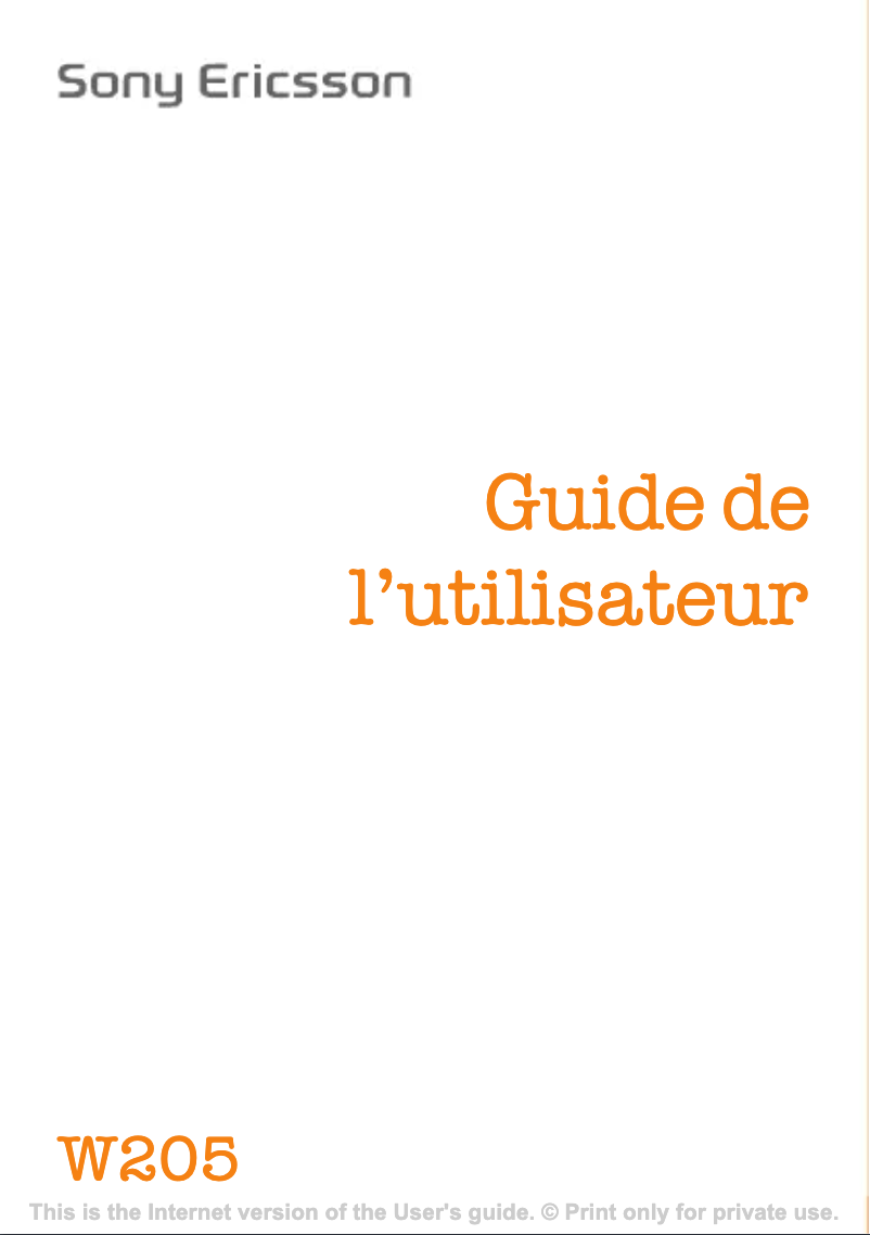 Page n°1 - Manuel utilisateur Sony Ericsson W205