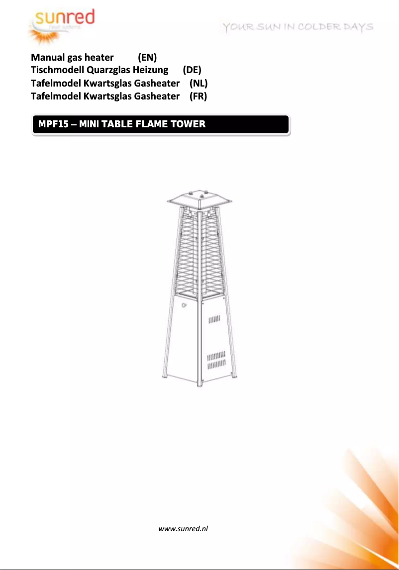Page n°1 - Manuel utilisateur SunRed MPF15B
