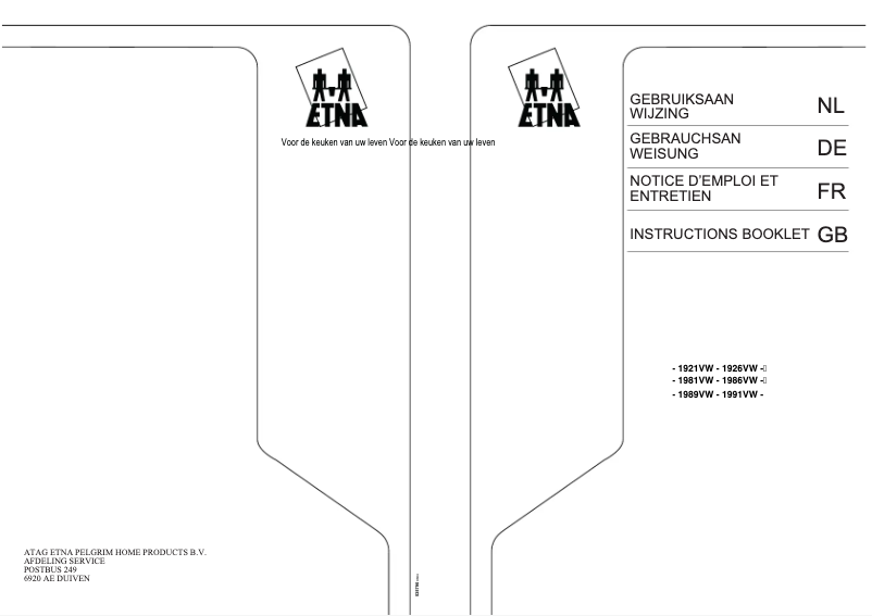 Page 1 de la notice Manuel utilisateur Etna 1986VW