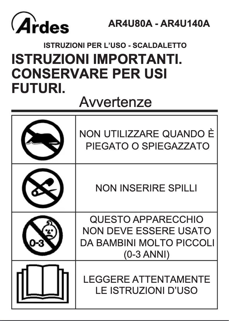 Image de la première page du manuel de l'appareil AR4U80A