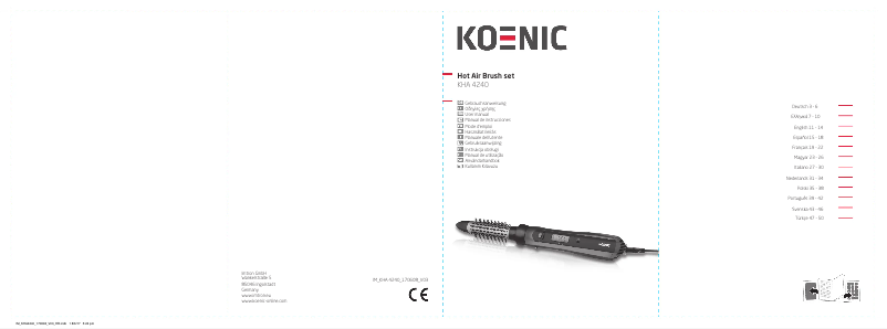 Page 1 de la notice Manuel utilisateur Koenic KHA 4240