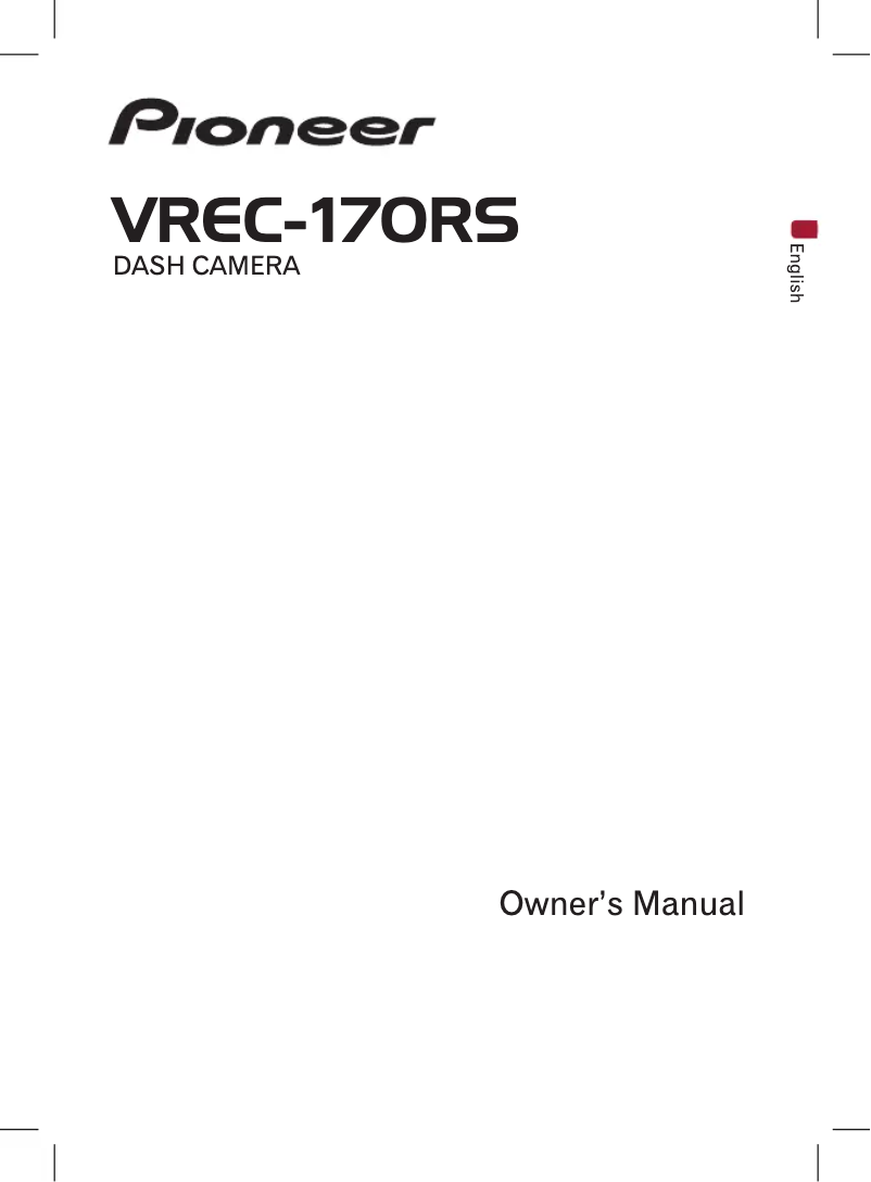 Page n°1 - Manuel utilisateur Pioneer VREC-170RS