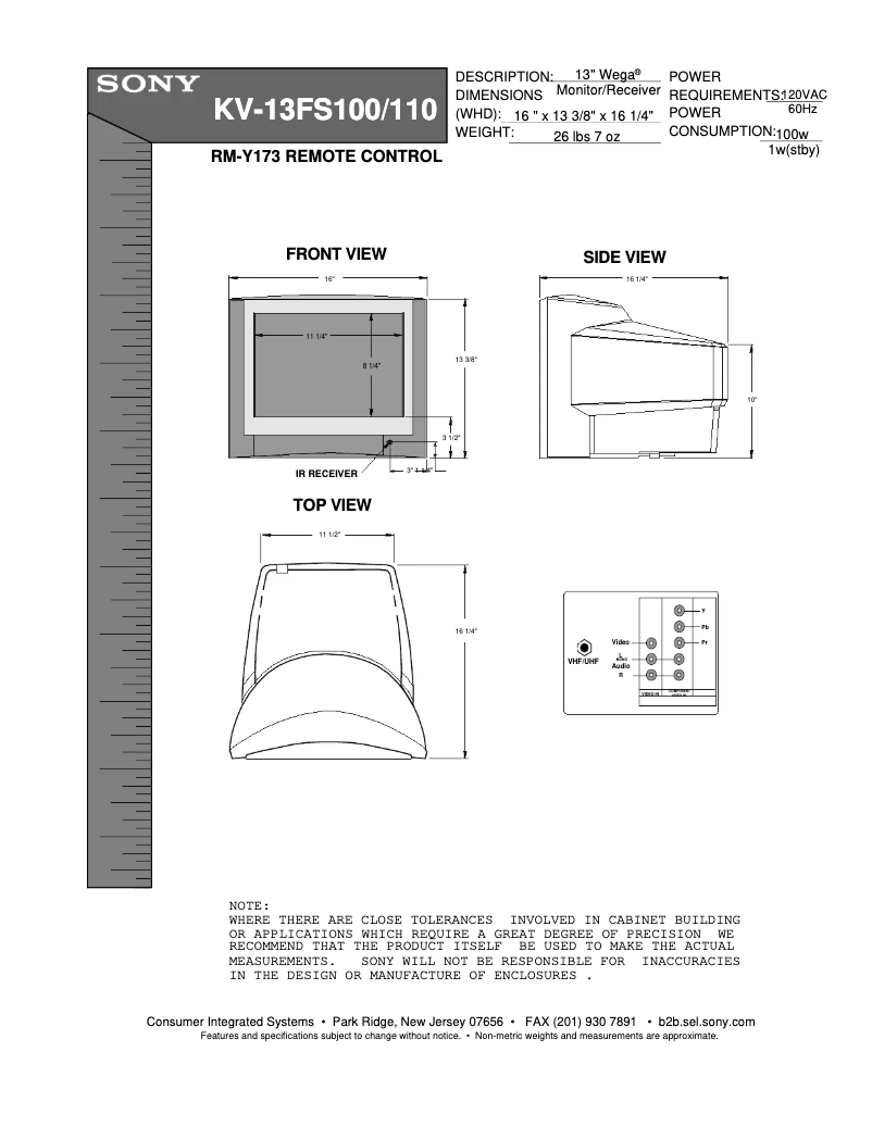 Image de la première page du manuel de l'appareil KV-13FS100