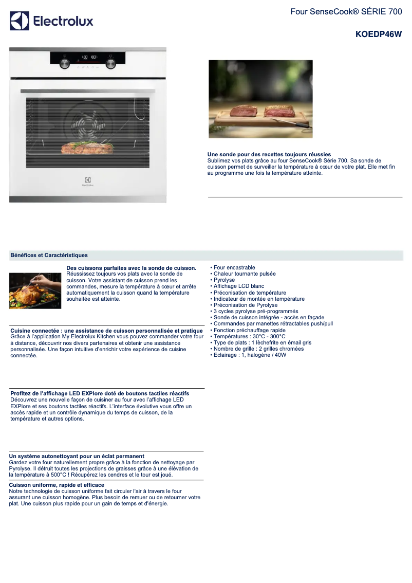 Página 1 del manual Ficha técnica Electrolux KOEDP46W