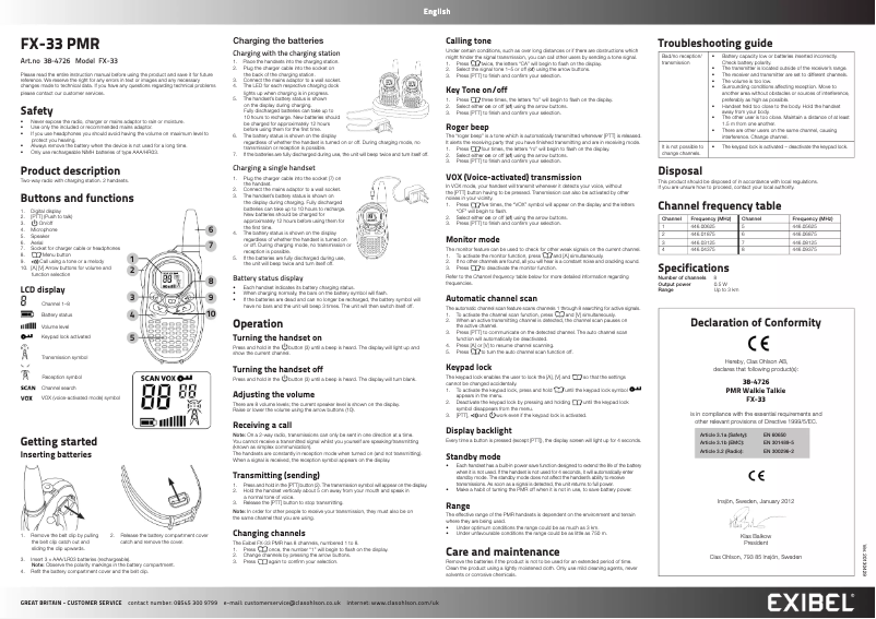 Page n°1 - Manuel utilisateur Exibel FX-33 PMR