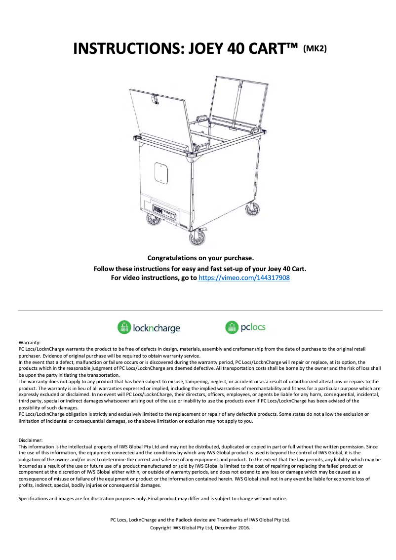 Page 1 de la notice Manuel utilisateur Lockncharge Joey 40
