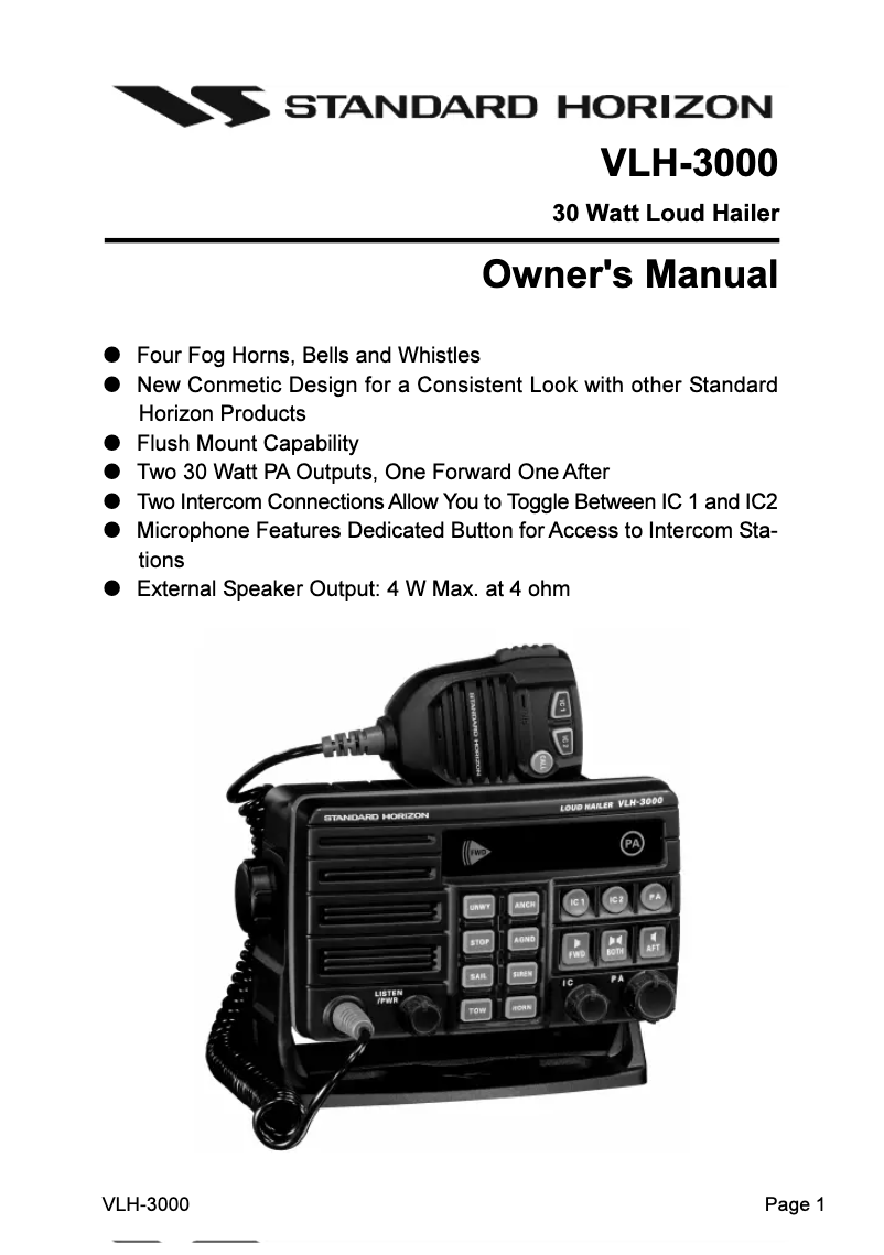 Image de la première page du manuel de l'appareil VLH-3000