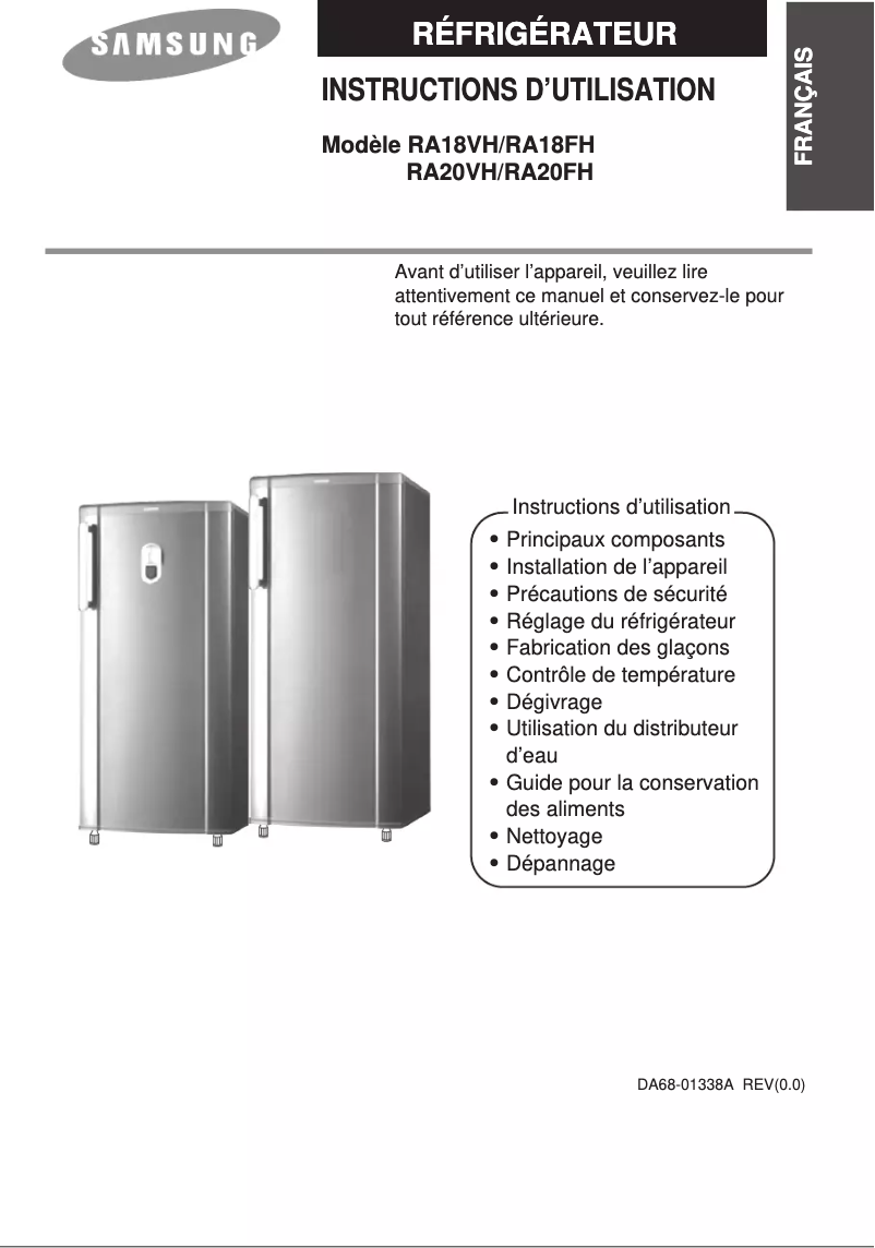 Page 1 de la notice Manuel utilisateur Samsung RA20VHSW