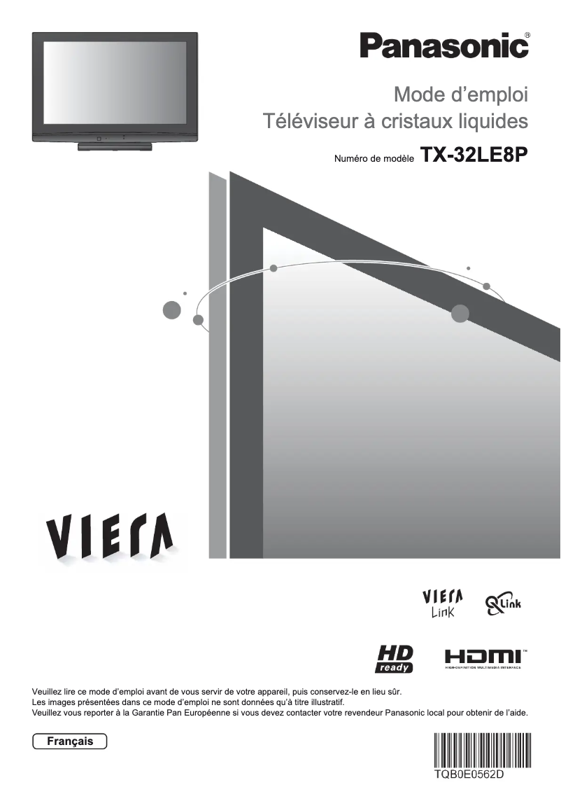 Page 1 de la notice Manuel utilisateur Panasonic Viera TX-32LE8P