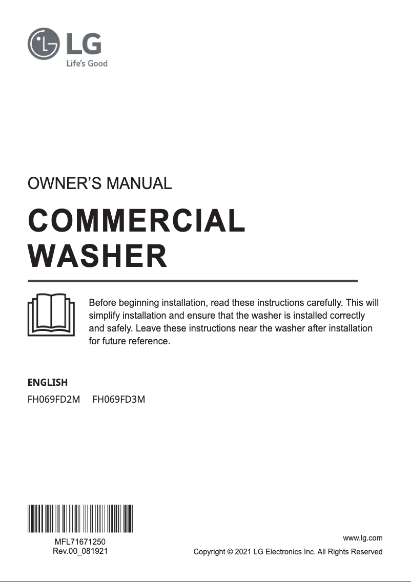 Page 1 de la notice Manuel utilisateur LG FH069FD3M