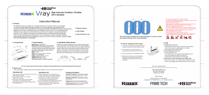 Page 1 de la notice Manuel utilisateur Hamilton Buhl HygenX Vray