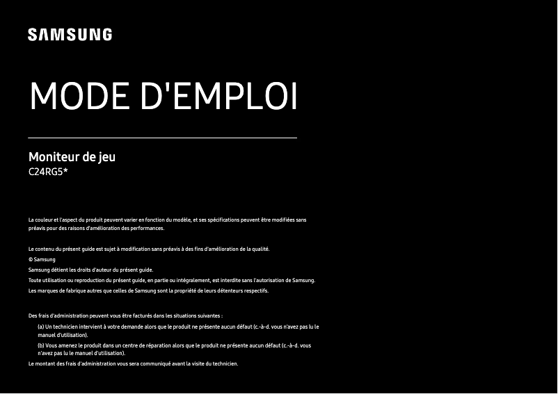 Page 1 de la notice Manuel utilisateur Samsung C24RG52FQU