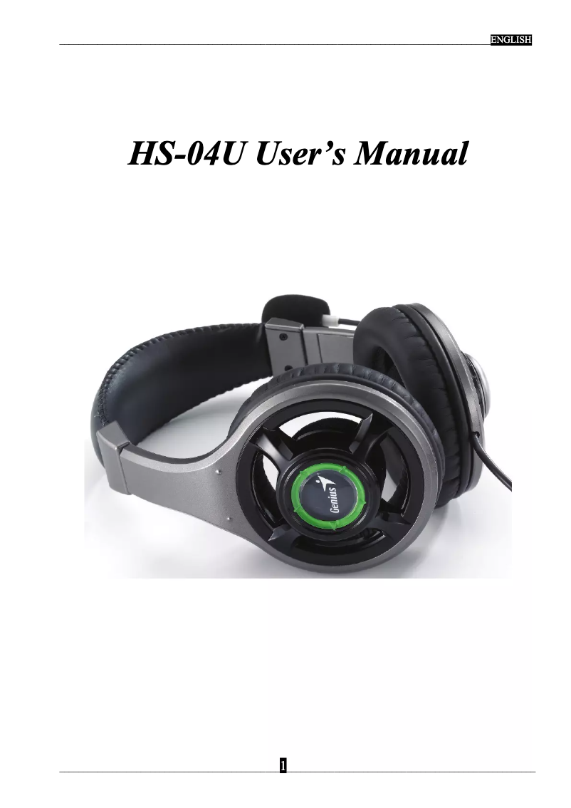 Page n°1 - Manuel utilisateur Genius HS-04U