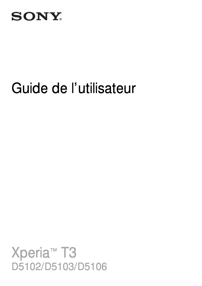 Image de la première page du manuel de l'appareil Xperia T3