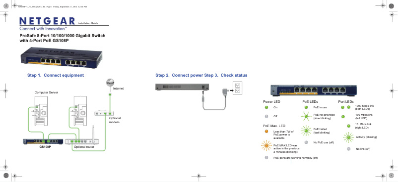 Page n°1 - Guide d'installation Netgear ProSafe GS108P