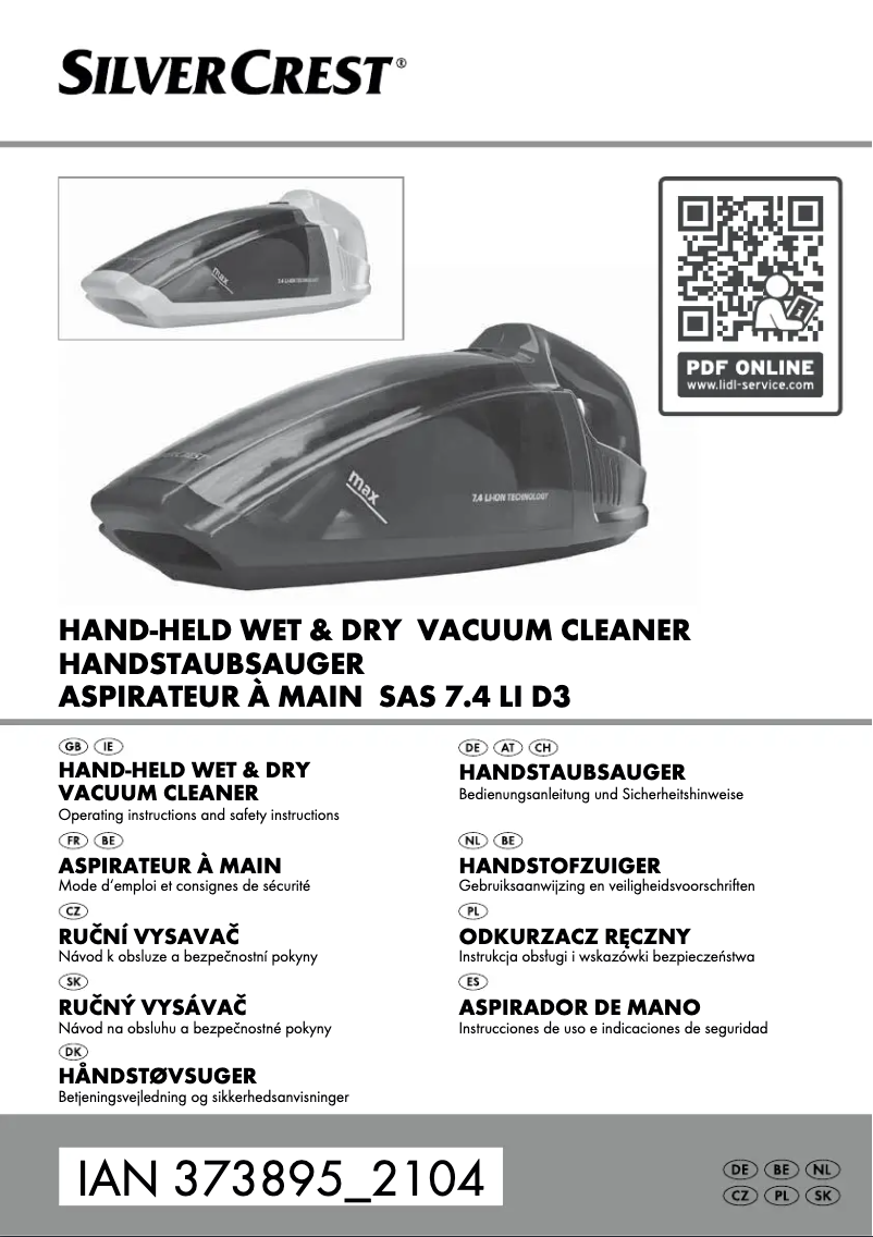 Page n°1 - Manuel utilisateur SilverCrest SAS 7.4 LI D3