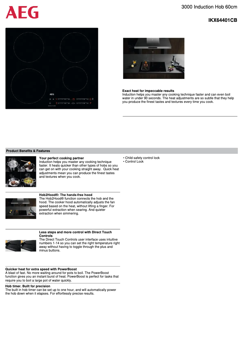 Página 1 del manual Ficha técnica AEG IKX64401CB