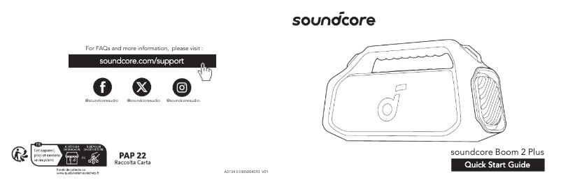 Page n°1 - Guide de démarrage rapide Soundcore Boom 2 Plus